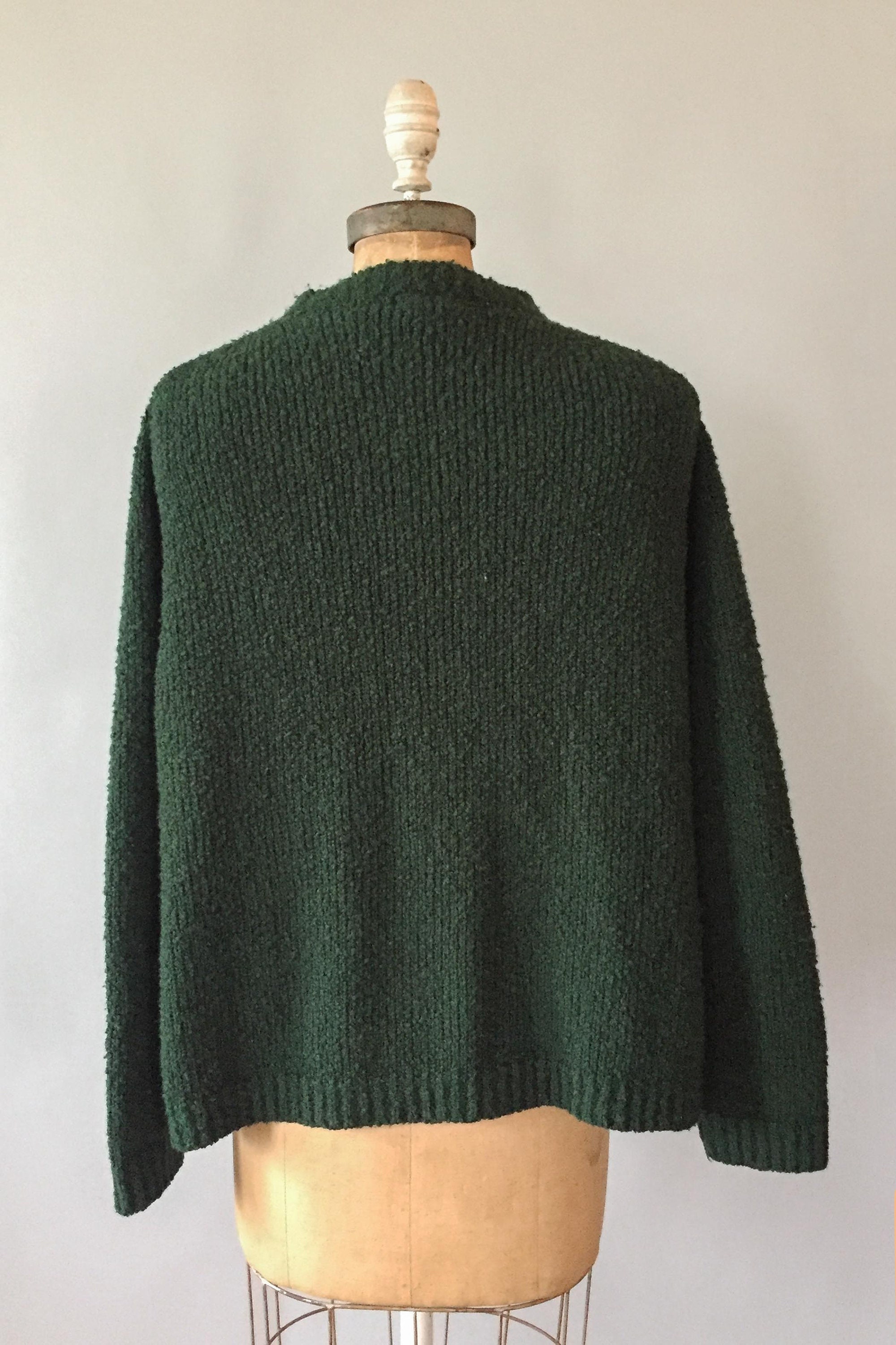 Vintage 1980s hunter green chunky open cardigan sweater Medium M