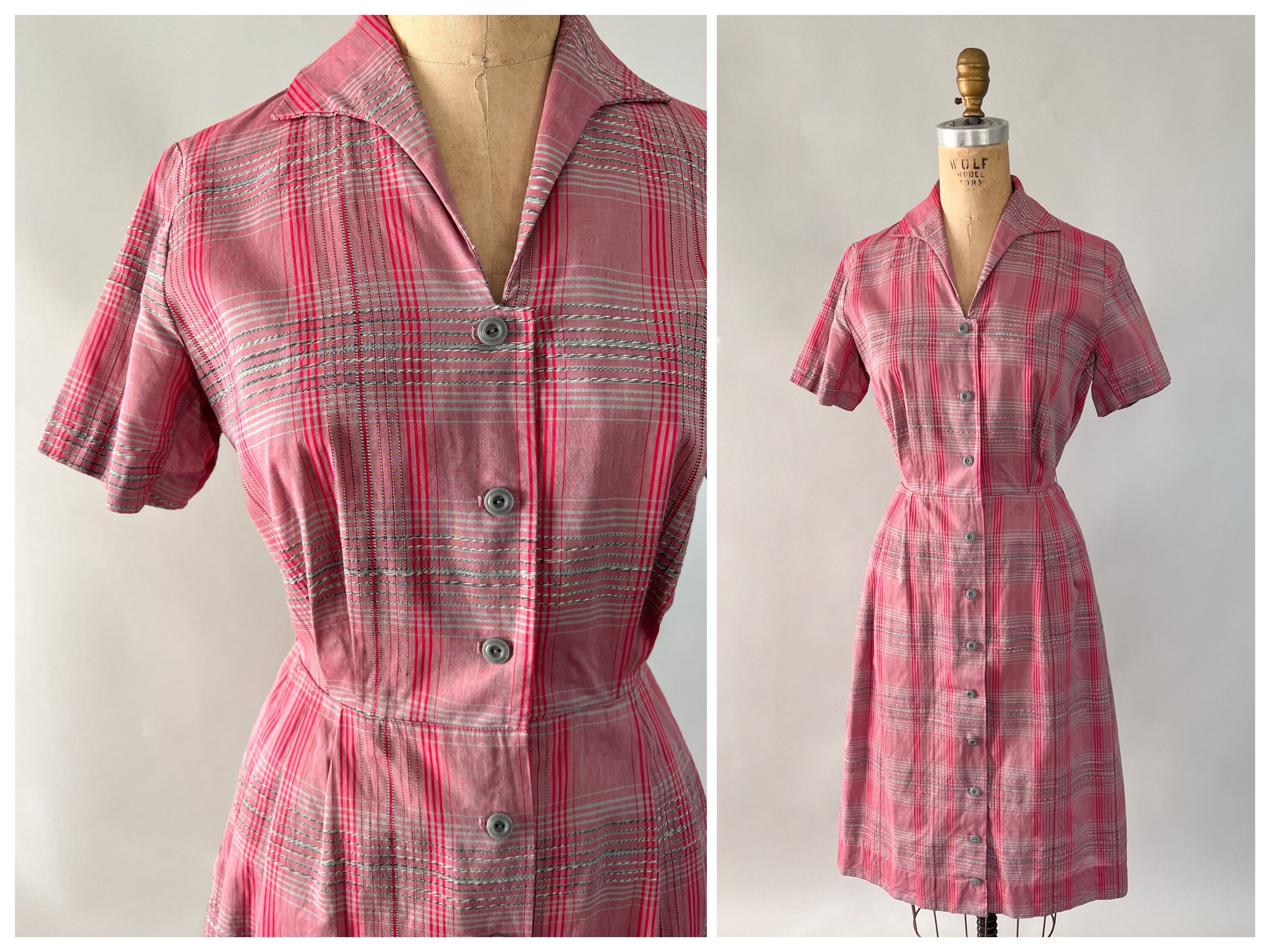 M/L | 1940s/1950s Red Knit Dress