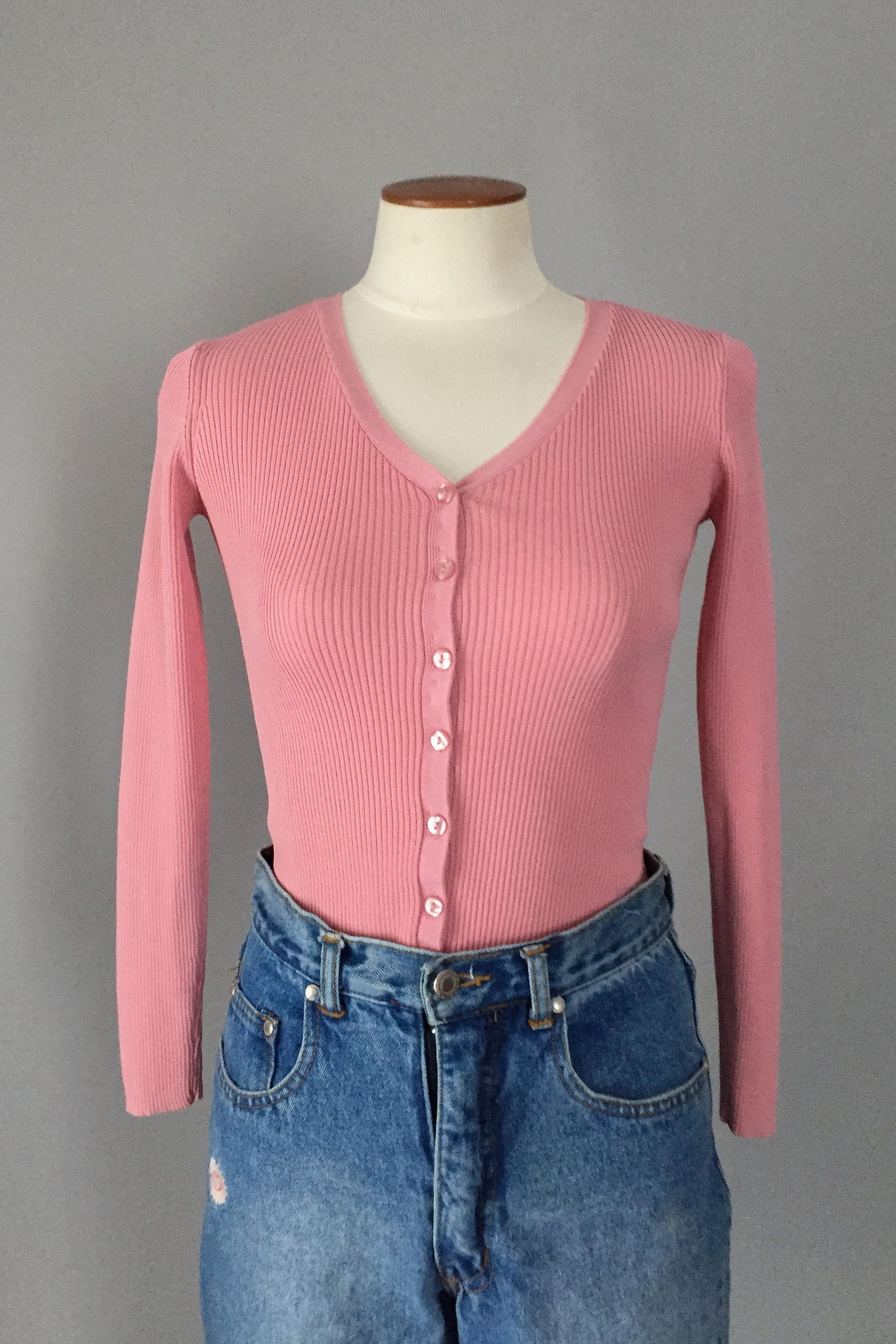 1990s chanel rib knit cropped top