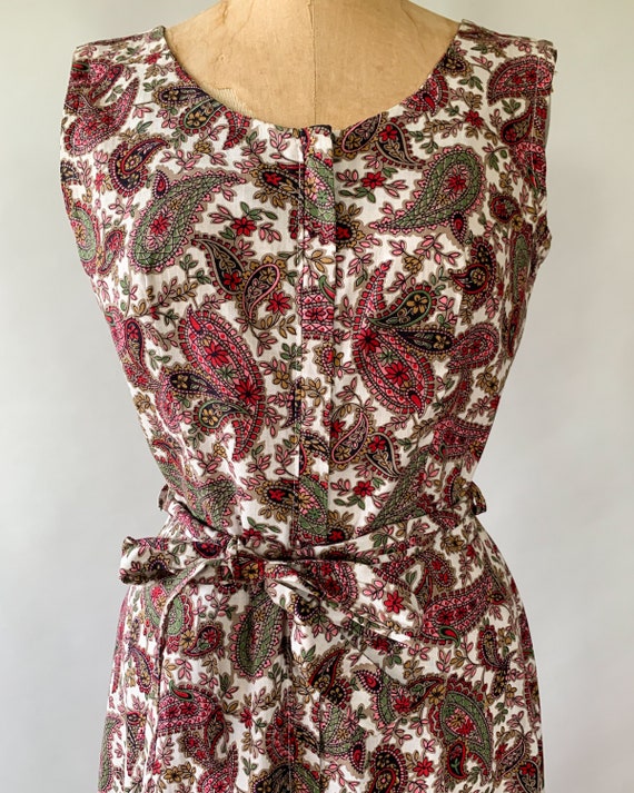 Vintage 50s dress, 1950s pink paisley print dress… - image 7