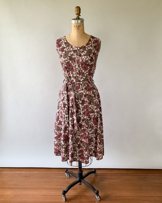 Vintage 50s dress, 1950s pink paisley print dress… - image 2