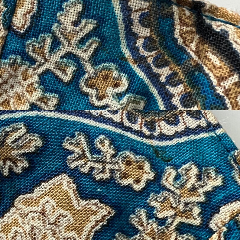 Vintage 60s skirt, 1960s blue paisley maxi skirt, zip front skirt, full length skirt, 1970s maxi skirt, Medium, W27, W28 image 9