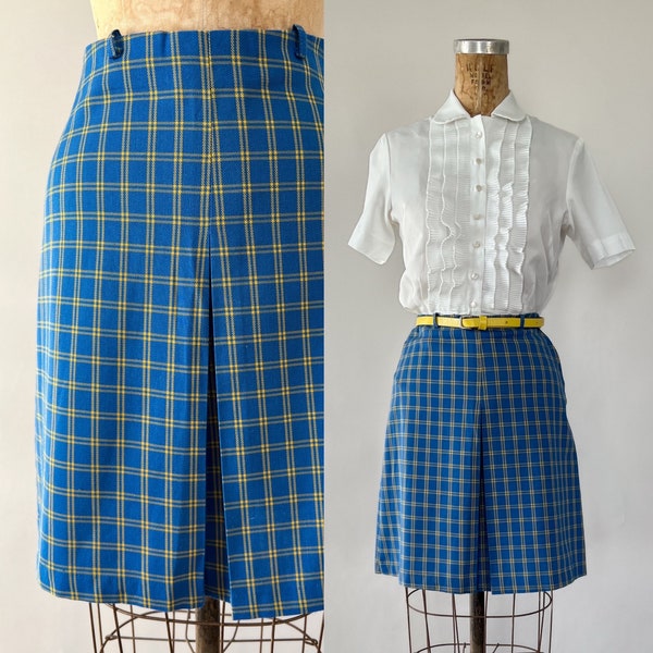 Hamilton Plaid Stitched Down Kick Pleat Skirt