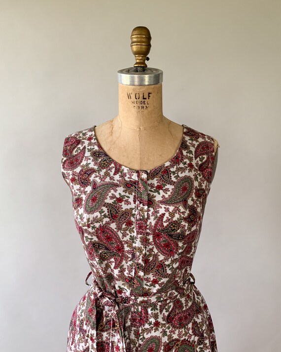 Vintage 50s dress, 1950s pink paisley print dress… - image 3