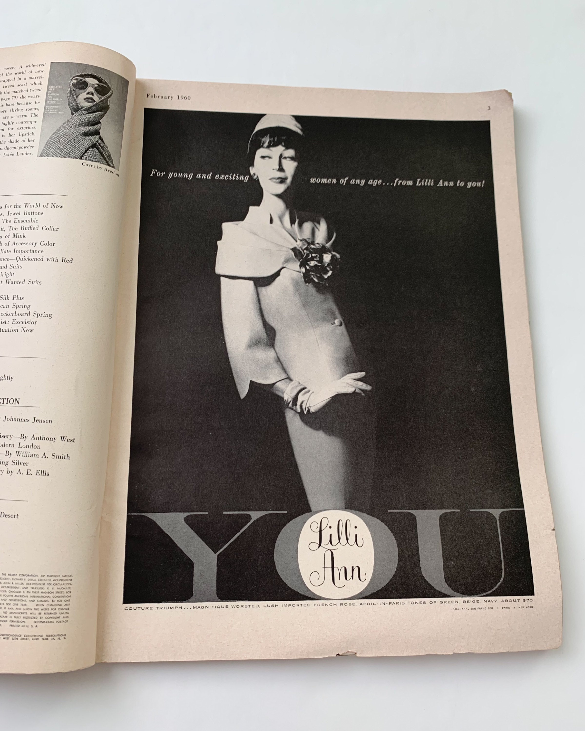 Vintage 1960s Harpers Bazaar magazine, February 1960