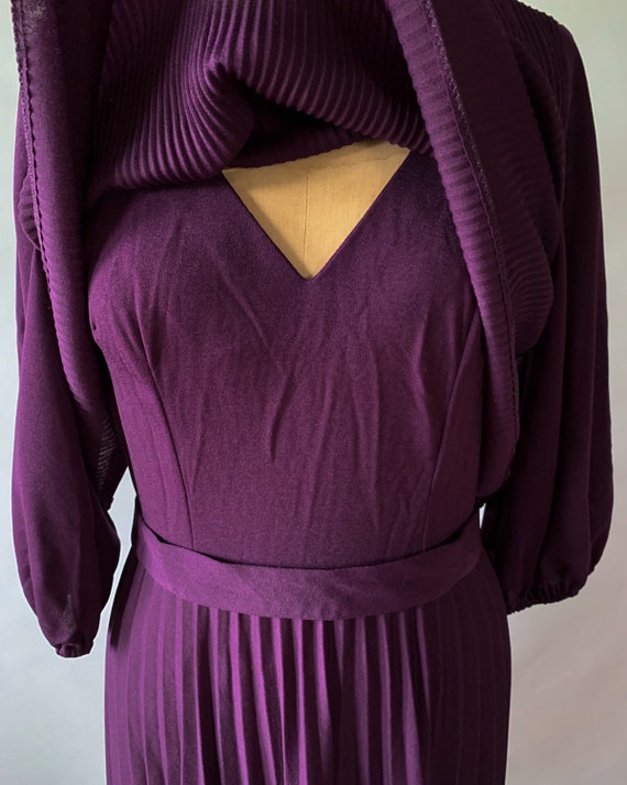 Vintage 70s dress, 1970s dark purple dress, 70s p… - image 8