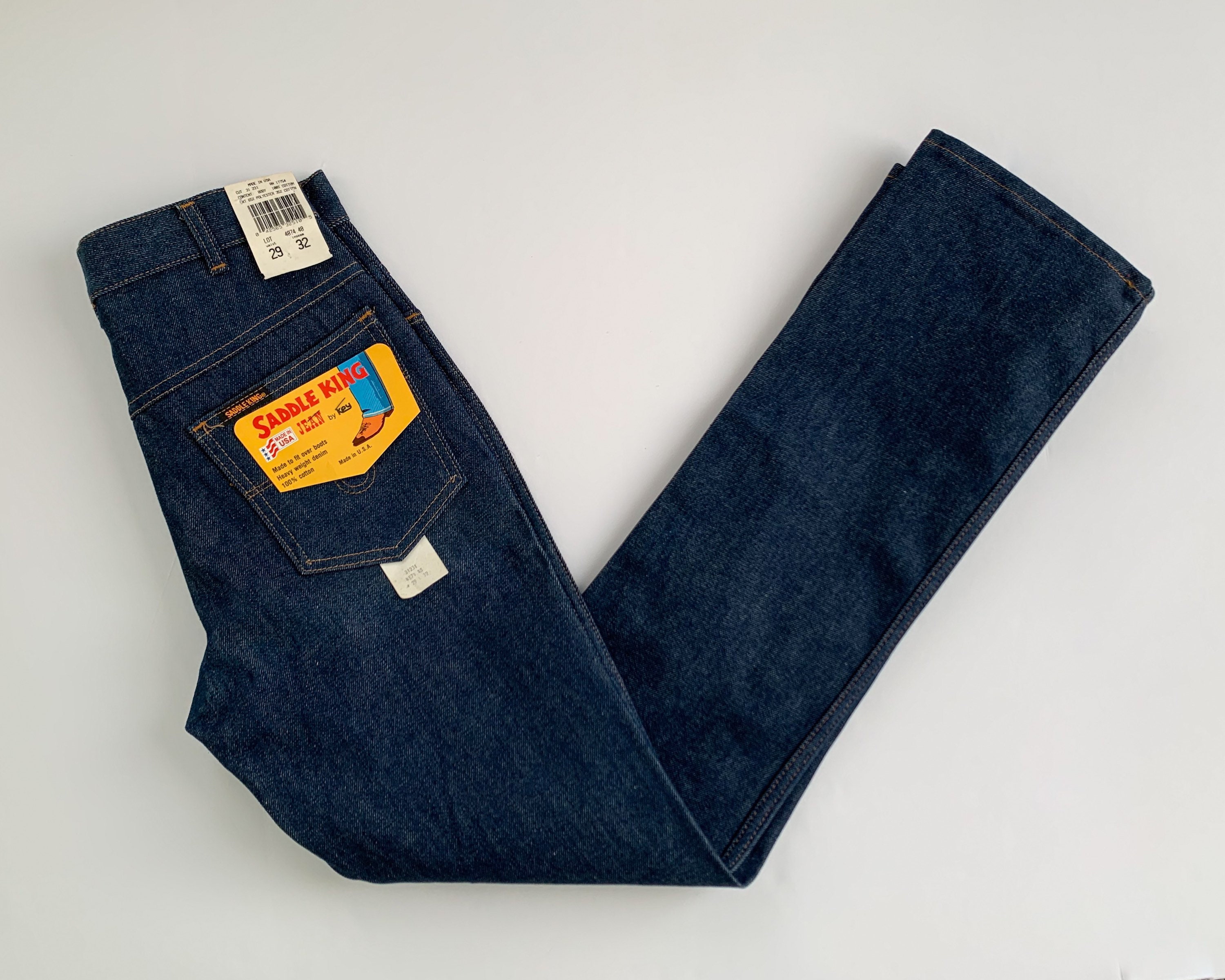 Vintage 1970s jeans, 1970s saddle king deadstock jeans, new old stock