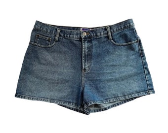 Vintage 90er Shorts, 1990er Vintage Northcrest Blue Wash Baumwolle Denim Booty Shorts, Y2K High Rise Mom Shorts, Groß, Größe 16, W36