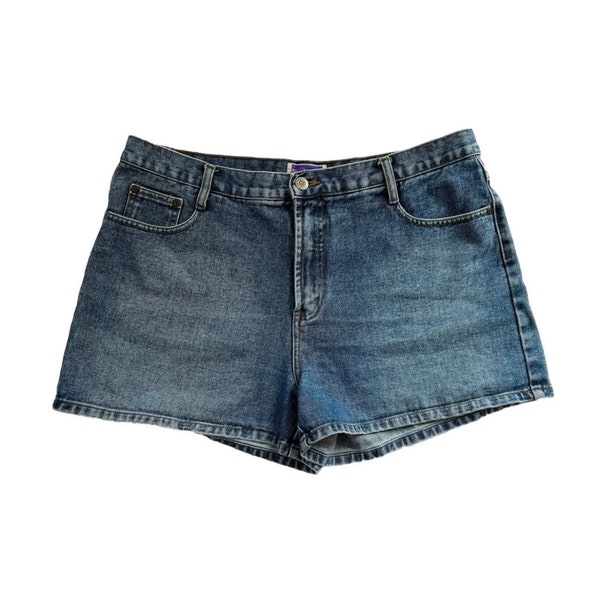 Vintage 90s Shorts, 1990s Vintage Northcrest Blue Wash Cotton Denim Booty Shorts, Y2K High Rise Mom Shorts, Large, Size 16, W36