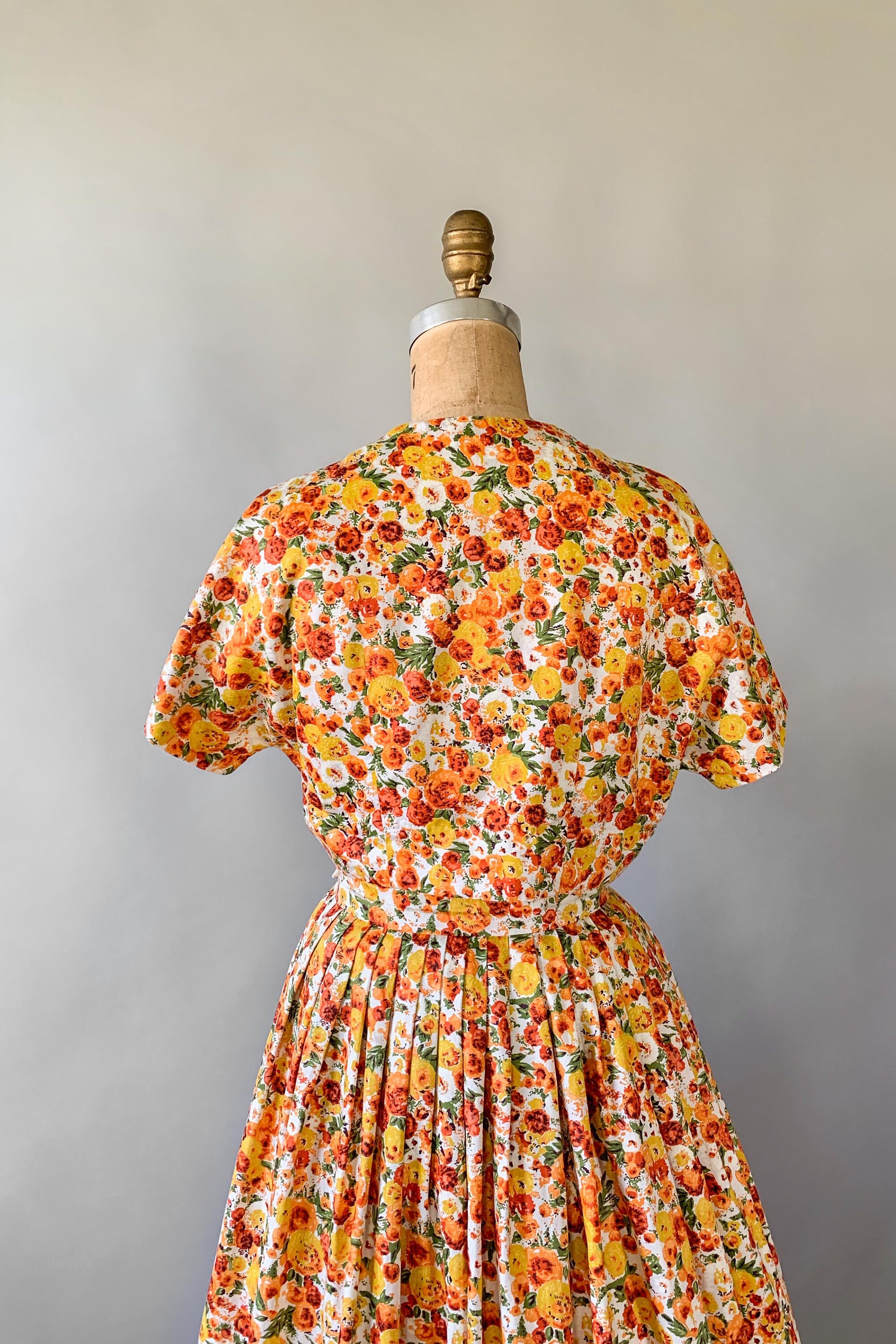 Vintage 1950s orange and yellow floral skirt set Small S medium M