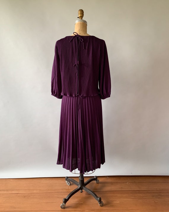 Vintage 70s dress, 1970s dark purple dress, 70s p… - image 6