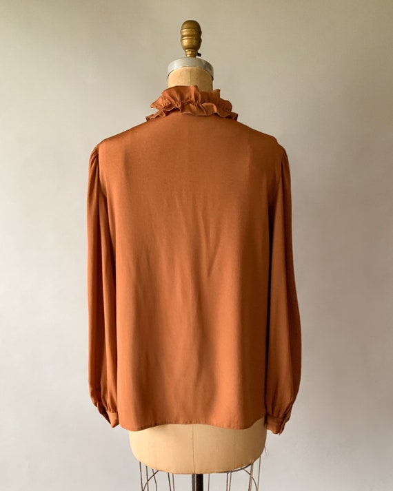 Vintage 70s blouse, 1970s copper rayon blouse, 70… - image 5