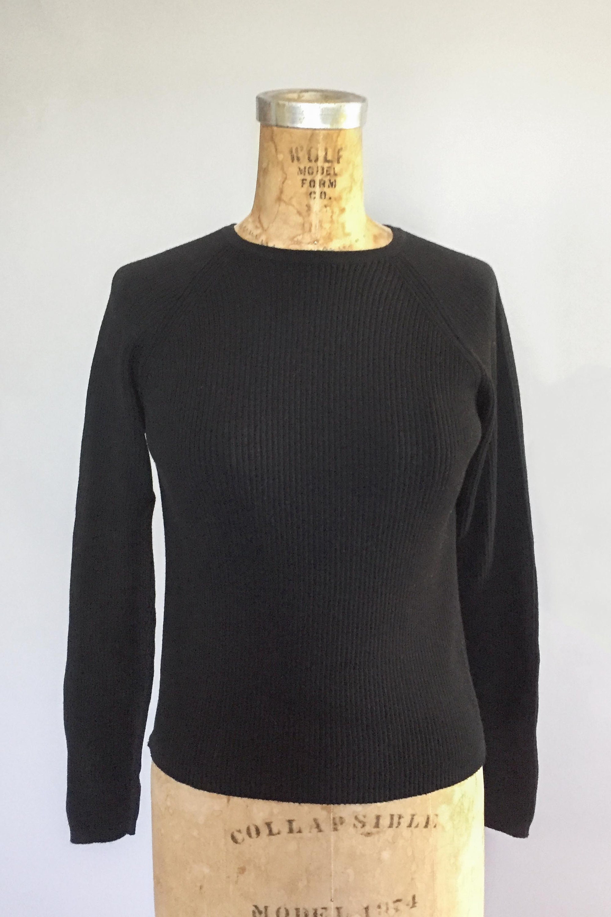 Vintage 1990s 90s black ribbed cropped sweater Extra small XS S