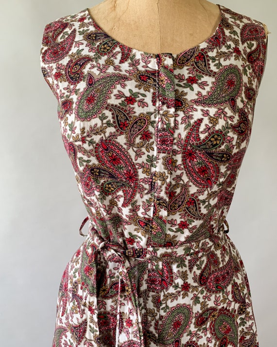 Vintage 50s dress, 1950s pink paisley print dress… - image 4