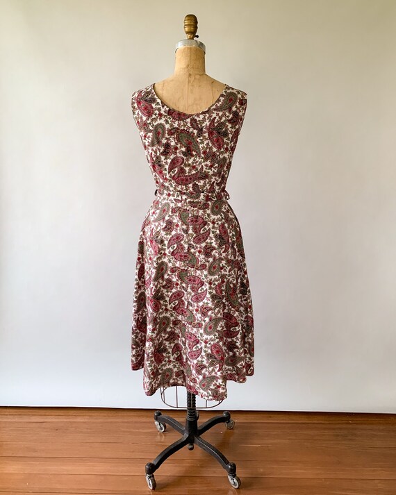 Vintage 50s dress, 1950s pink paisley print dress… - image 6