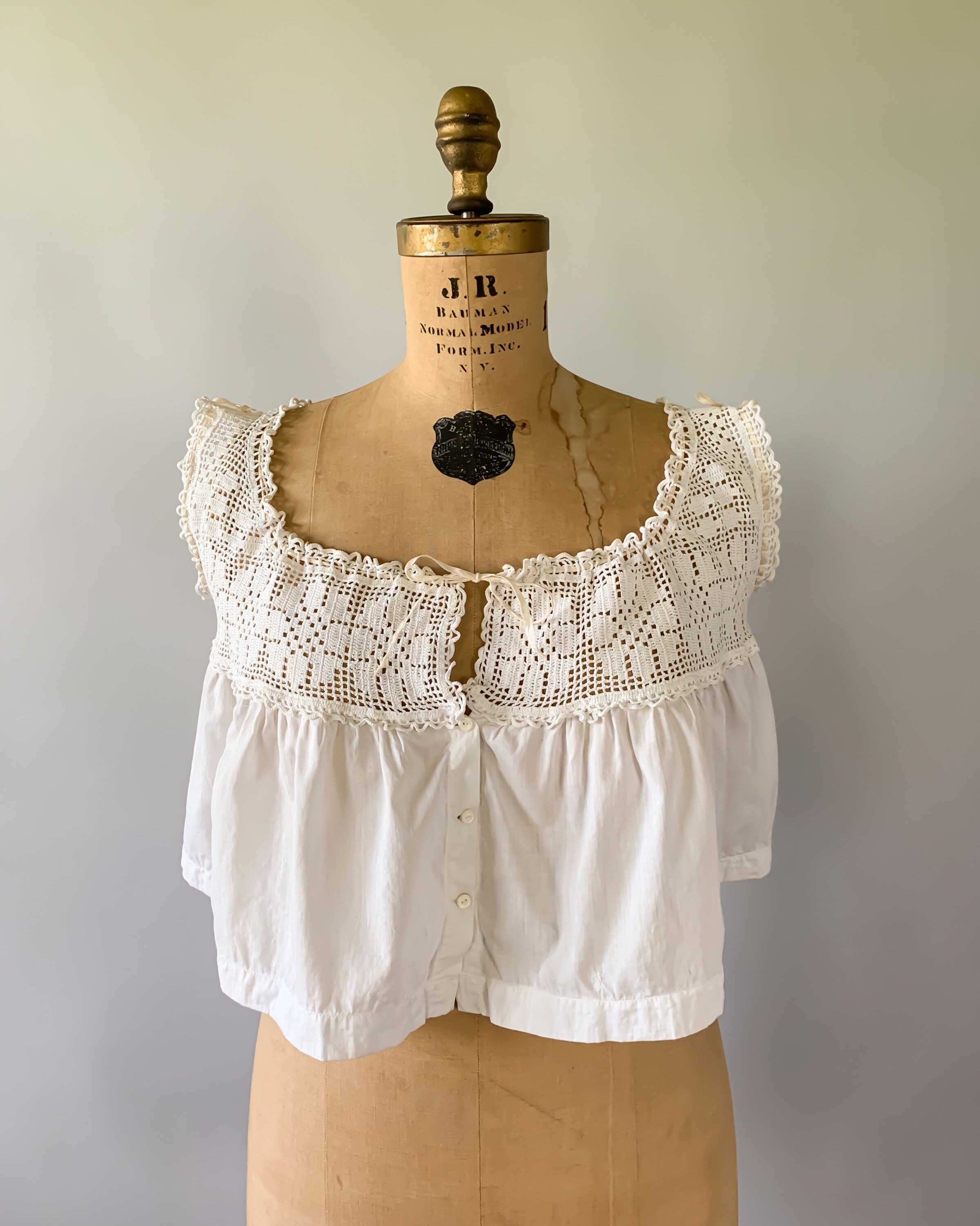 Vintage Edwardian 1900s 1910s crochet lace camisole corset cover Small ...