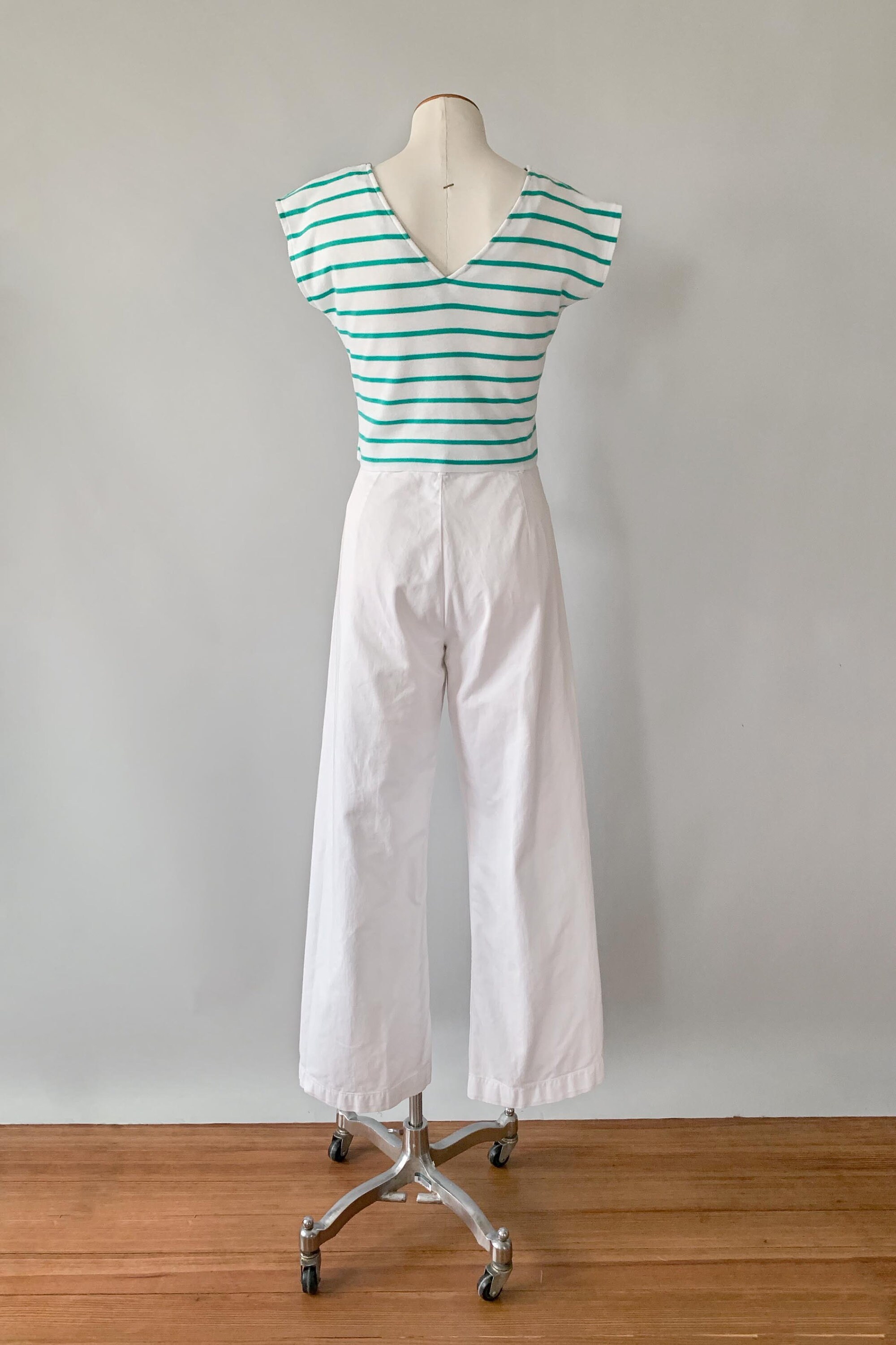 wide leg sailor pants with buttons