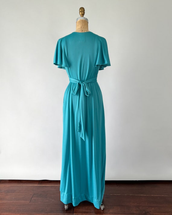 Vintage 70s Dress, 1970s Jody T Teal Blue Polyest… - image 5
