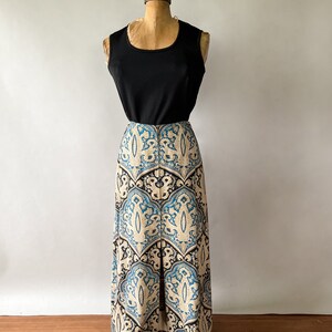 Vintage 60s skirt, 1960s blue paisley maxi skirt, zip front skirt, full length skirt, 1970s maxi skirt, Medium, W27, W28 image 7