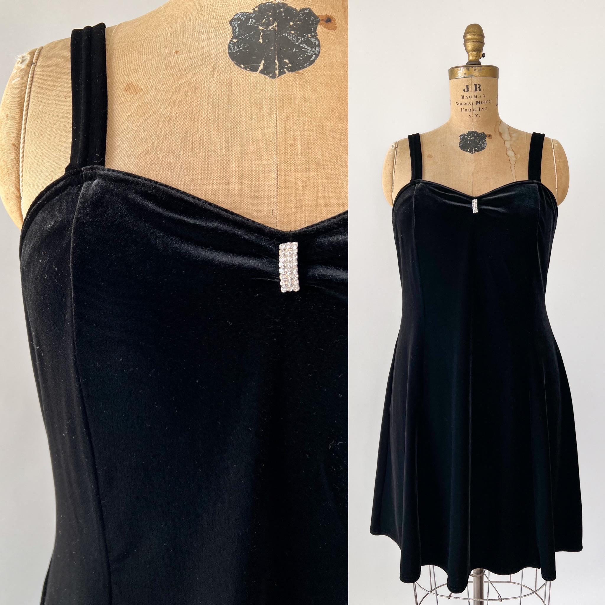 Vintage 90s Black Velvet Dress - Etsy