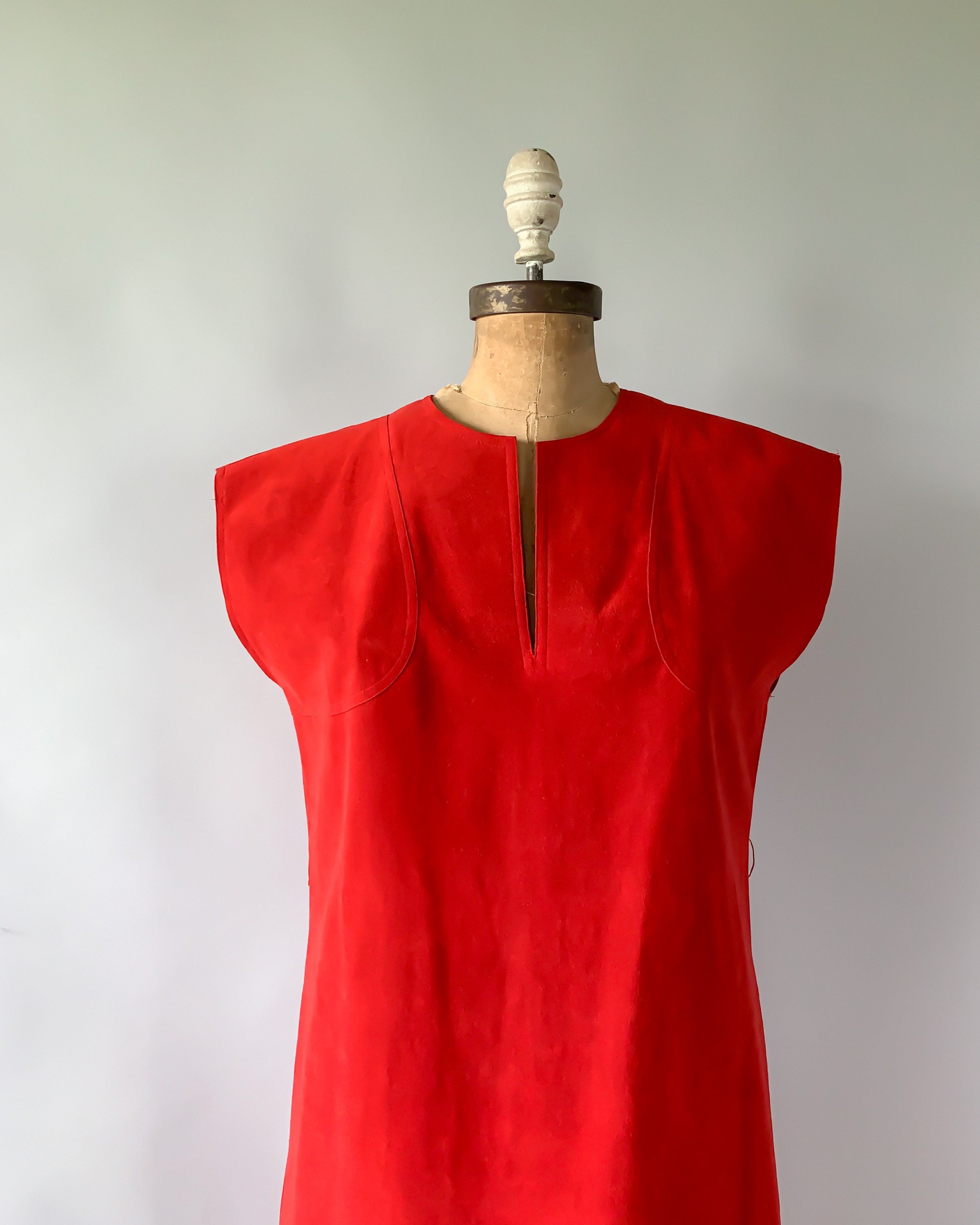 Vintage 1970s Abe Schrader red faux suede dolman sleeve dress / Medium M