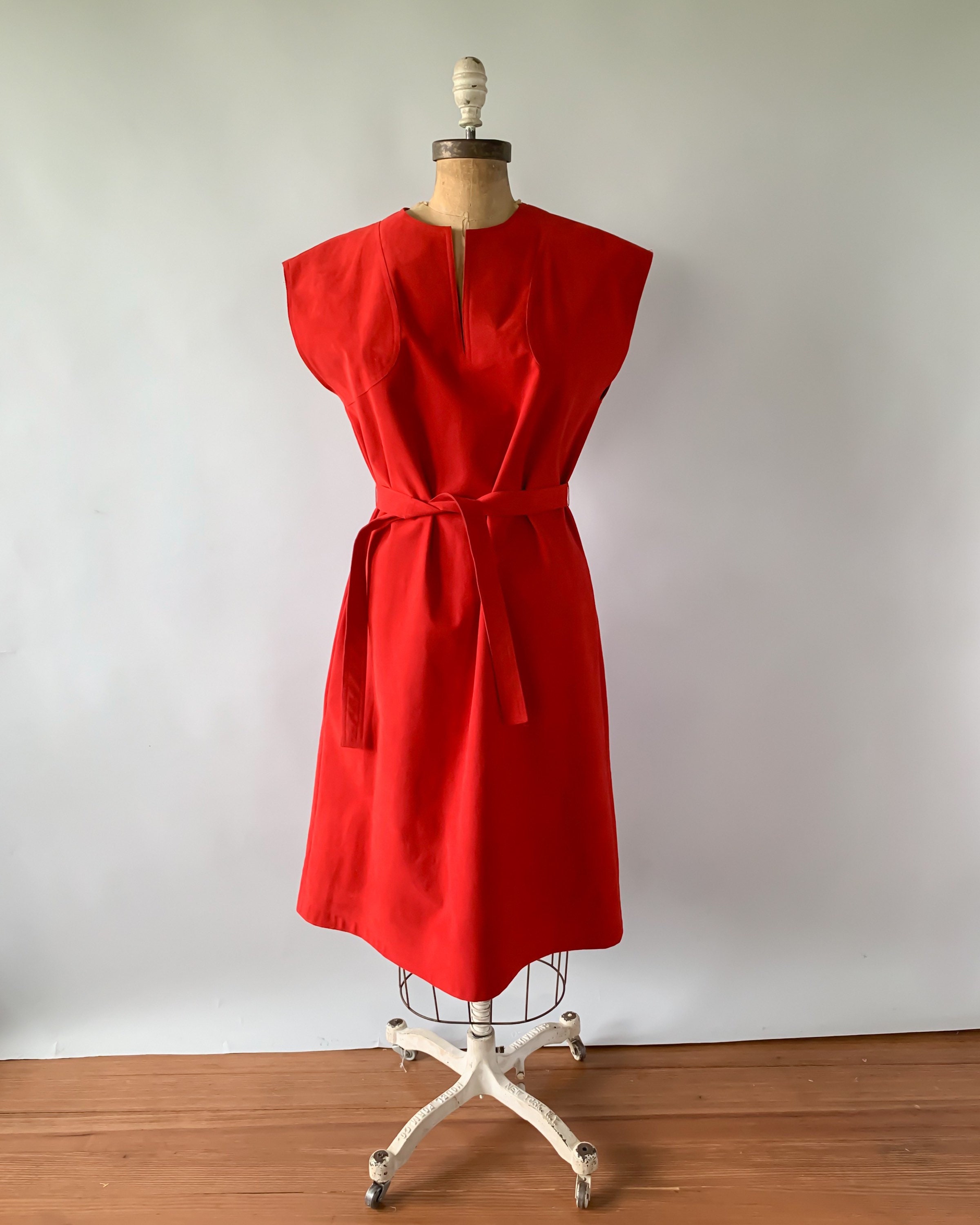 Vintage 1970s Abe Schrader red faux suede dolman sleeve dress / Medium M