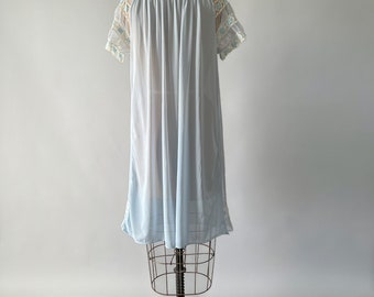 Vintage 60s Dress, 1960s Ice Blue Sheer Nylon Chiffon Short