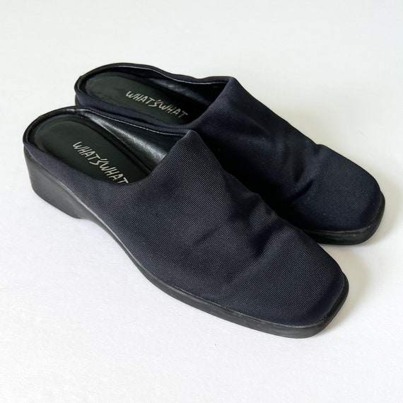 Black chunky mules hotsell