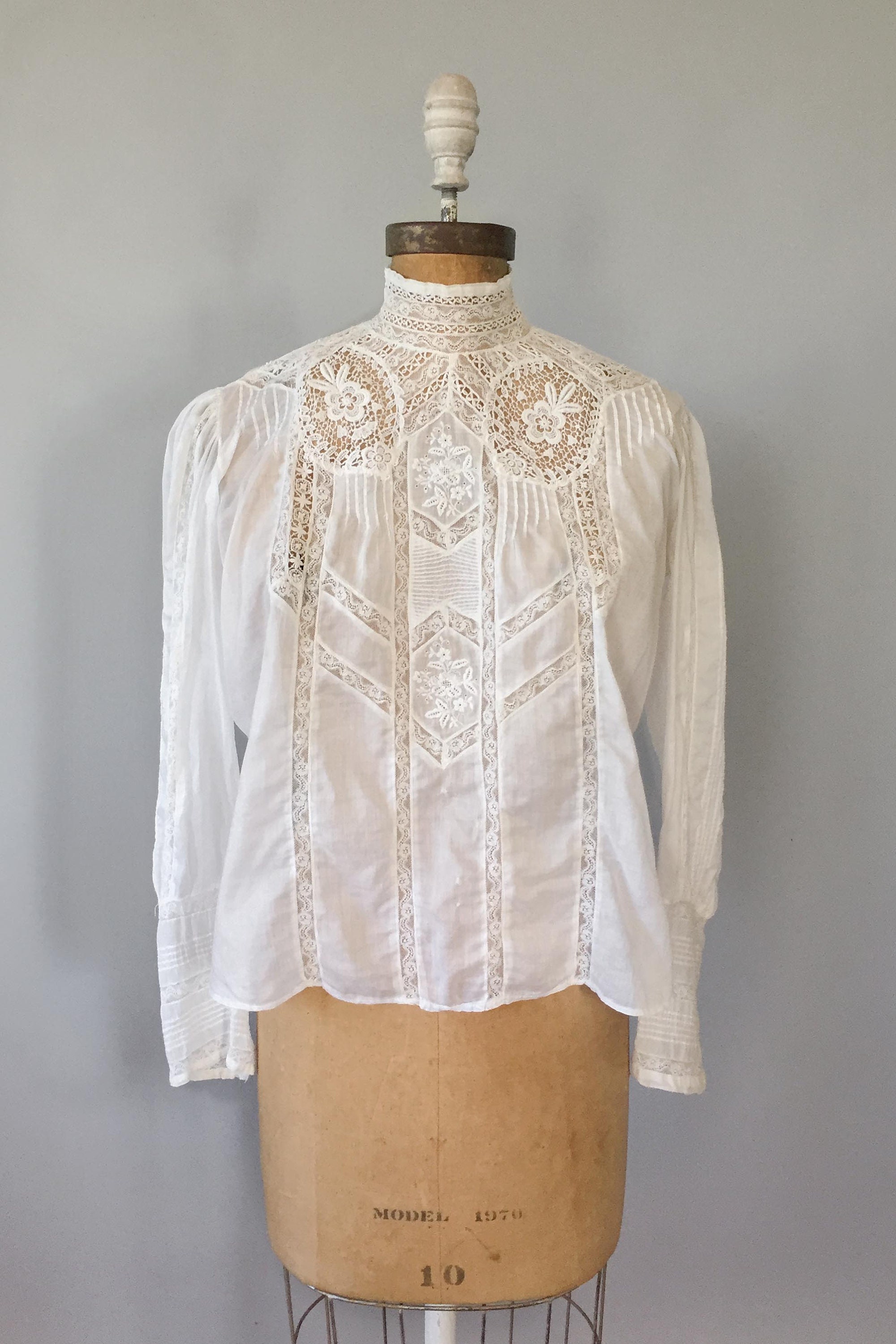 Vintage Edwardian 1900s White Lace Gibson Girl Doen Style Puff Sleeve ...