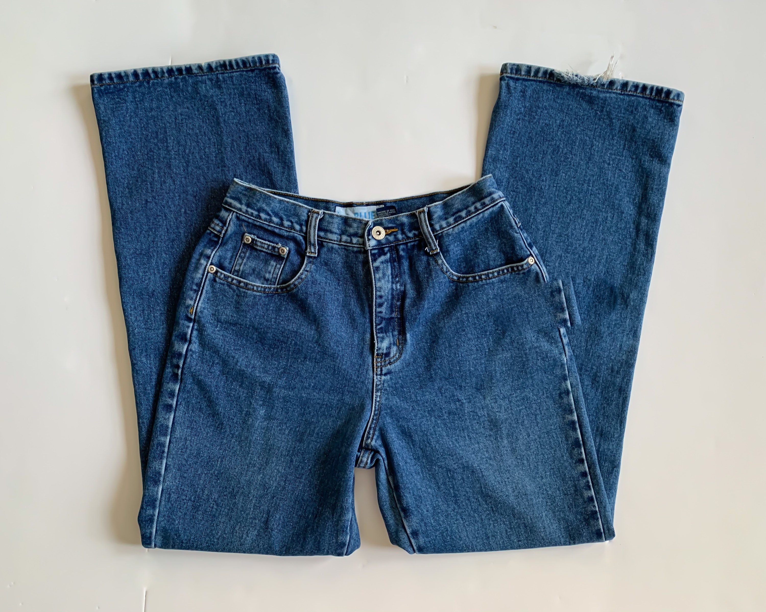Vintage 1990s LA Blues medium blue wash high rise cropped bootcut jeans ...