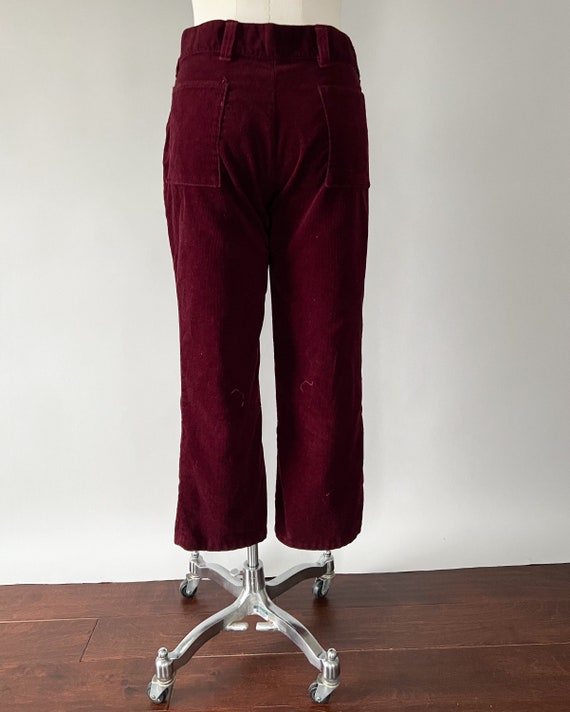 Vintage 70s Pants, 1970s Dark Red Corduroy Flared… - image 5