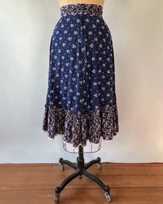 Vintage 1970s skirt, 1970s navy blue prairie skir… - image 5