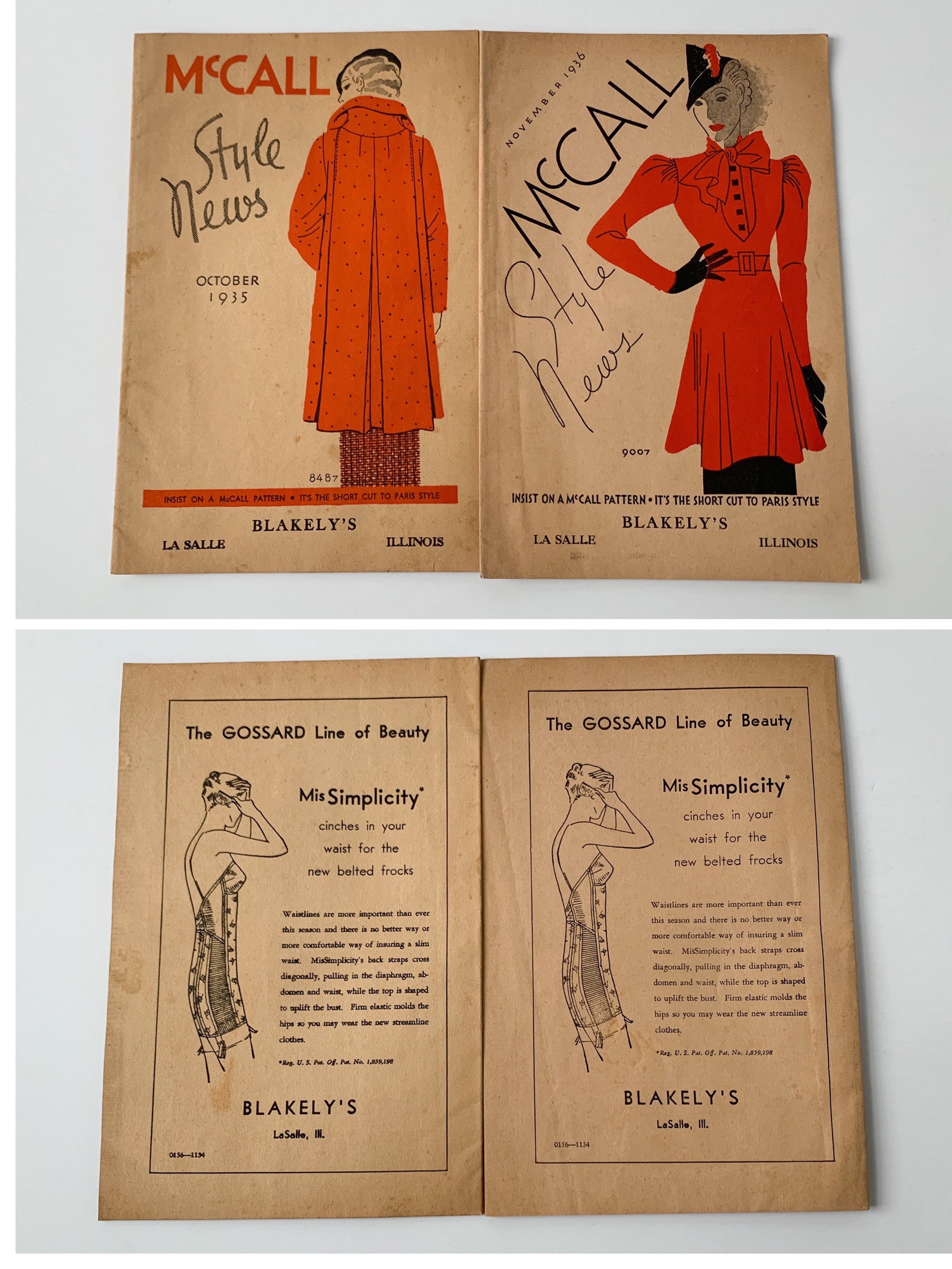 Vintage 1930s McCalls pattern books, October 1935 & November 1936