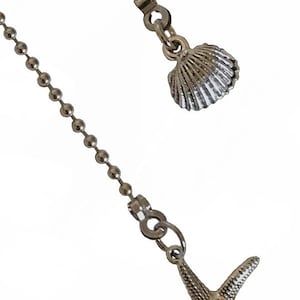 Pewter Clamshell and Starfish Fan Light Pull Chain Set