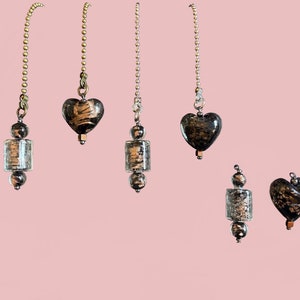 ONE set - Glass Heart & Pillar Fan Light Pull Chains