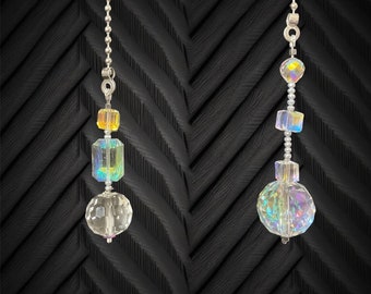 Vibrant Glass Clear Crystal Color Sun Catching Fan Pull Set