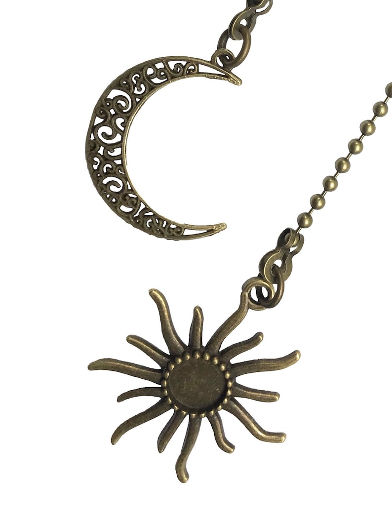 Bronze Sun & Filigree Moon Set Fan Light Pull Chain Ornaments Etsy