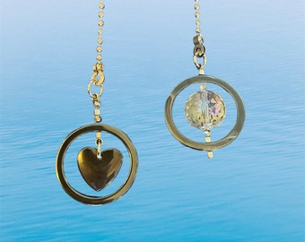ONE OF KIND Hematite Heart Circles Sun Catcher Fan Pull Chain Set