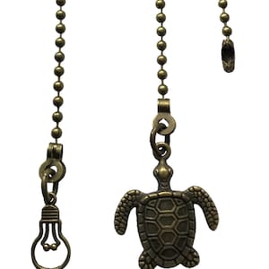 Bronze Turtle & Bulb Fan Light Pull Chain Ornament Set