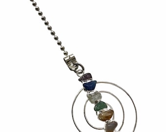 SemiPrecious Genuine Stone Infinity Chakra Fan Light Pull Chain Ornament