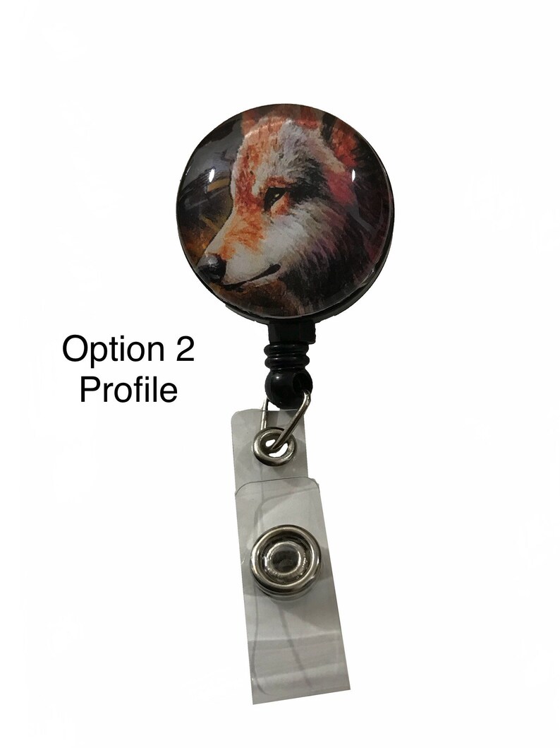 Alligator Clip ONE colorful Wolf Badge Reel Holder