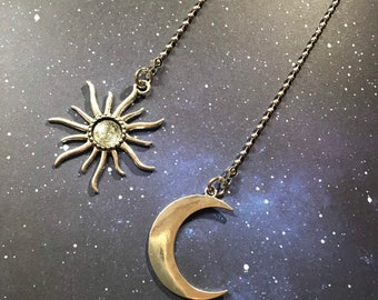 Pewter Rustic Sun and Moon Fan Light Pull Chain Replacement Ornaments