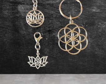 Om, Lotus flowers & Mandala Shoelace, Purse, Zipper charms and Keychain