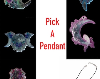 Pick a Pendant- Acrylic Fairy or Moon on Adjustable Faux Leather Cord Necklace