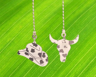 Country Western Black & White Cowprint Hat and Longhorn
