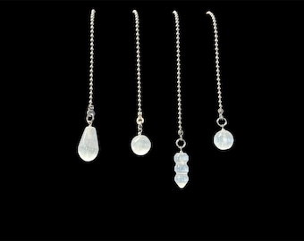 Selenite fan light pull chain ornaments set of four