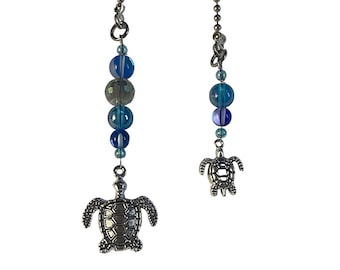 Turtle & Bead Sun Catcher Fan Light Pull Chain Home Decor Set