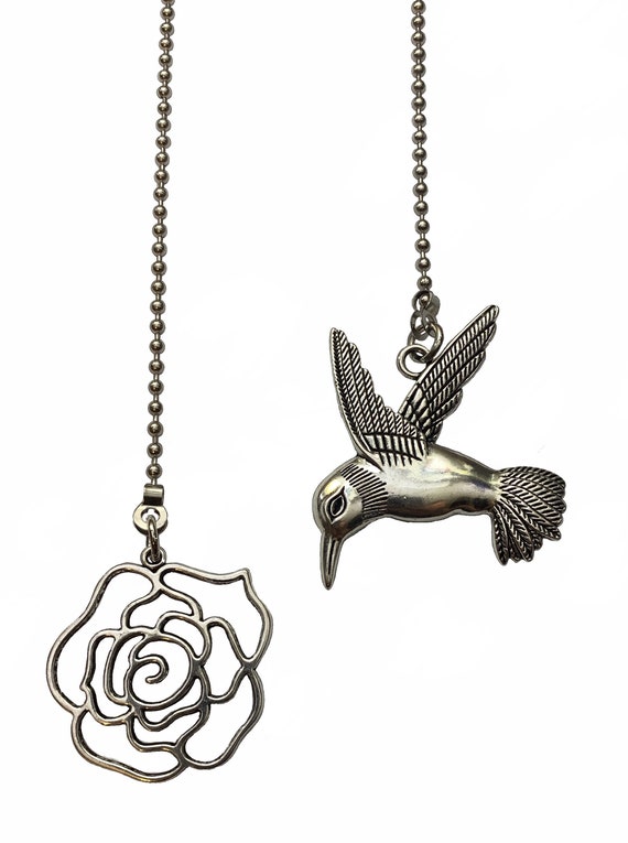 Very Large Hummingbird & Rose Fan Light Pull Chain Ornament Etsy