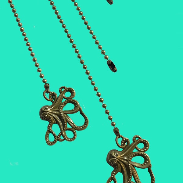 Gold Bronze Color Octopus Fan Light Pull Chain Set of 2