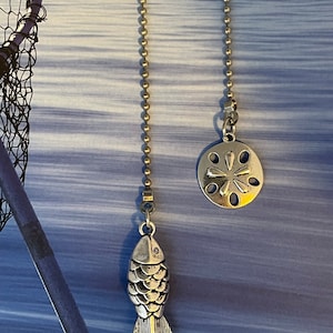 3D Fish & Sand Dollar Beach Theme Fan Light Pull Chain Set